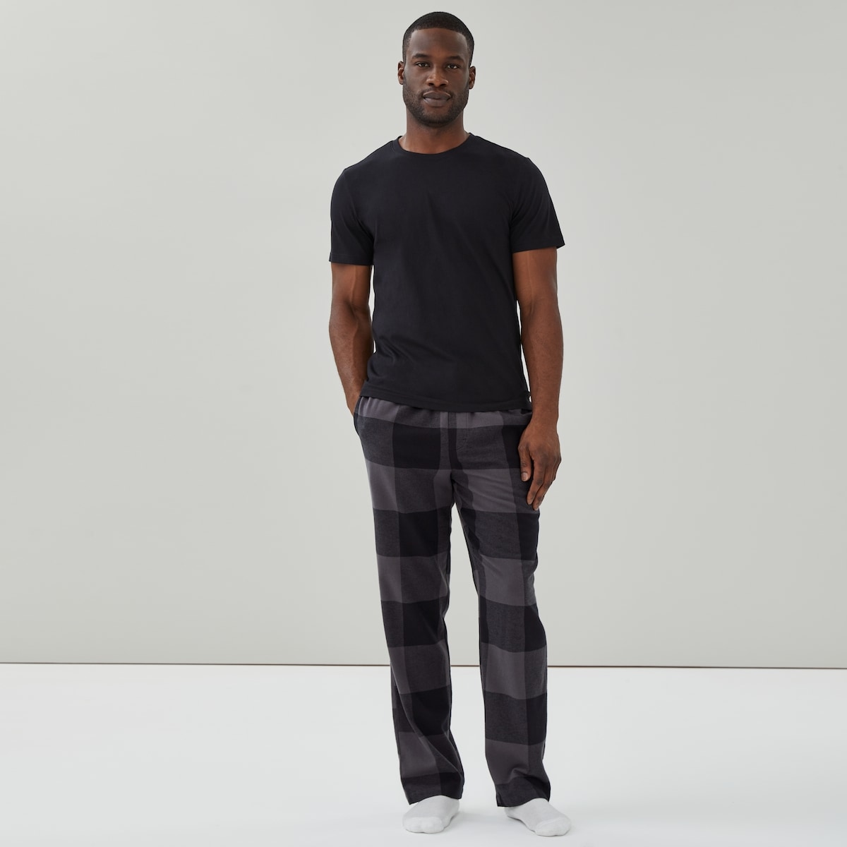 Ens. pyjama avec pantalon en flanelle pour hommes - Gris