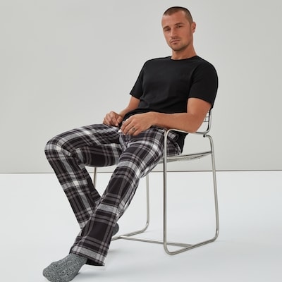 Ens. pyjama avec pantalon en flanelle pour hommes - Noir