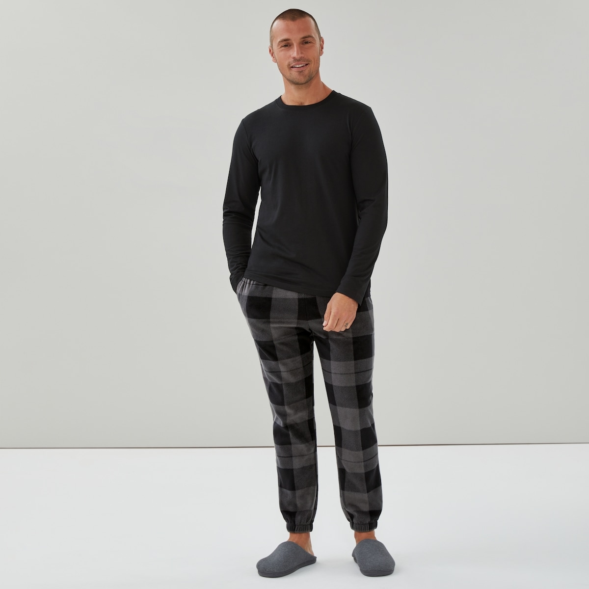 Men's Microfleece Jogger Sleep Set - Grey
