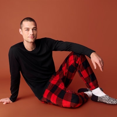 Ens. pyjama avec pantalon de jogging micromolleton - Rouge