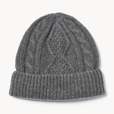 Tuque à mailles torsadées pour hommes - MÉLANGE DE CHARBON