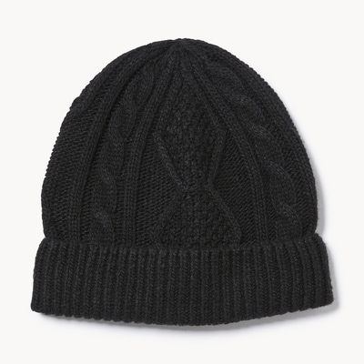 Tuque à mailles torsadées pour hommes - Noir