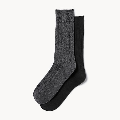 Ens. 2 paires de chaussettes tube épaisses, hommes - Noir