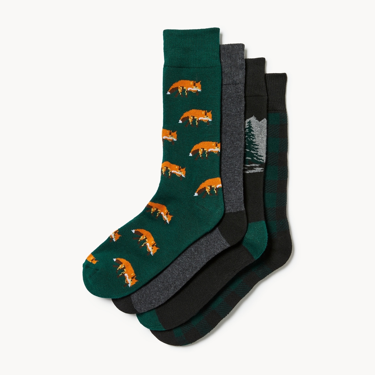 Men's 4-Pack Crew Socks - Dark Green