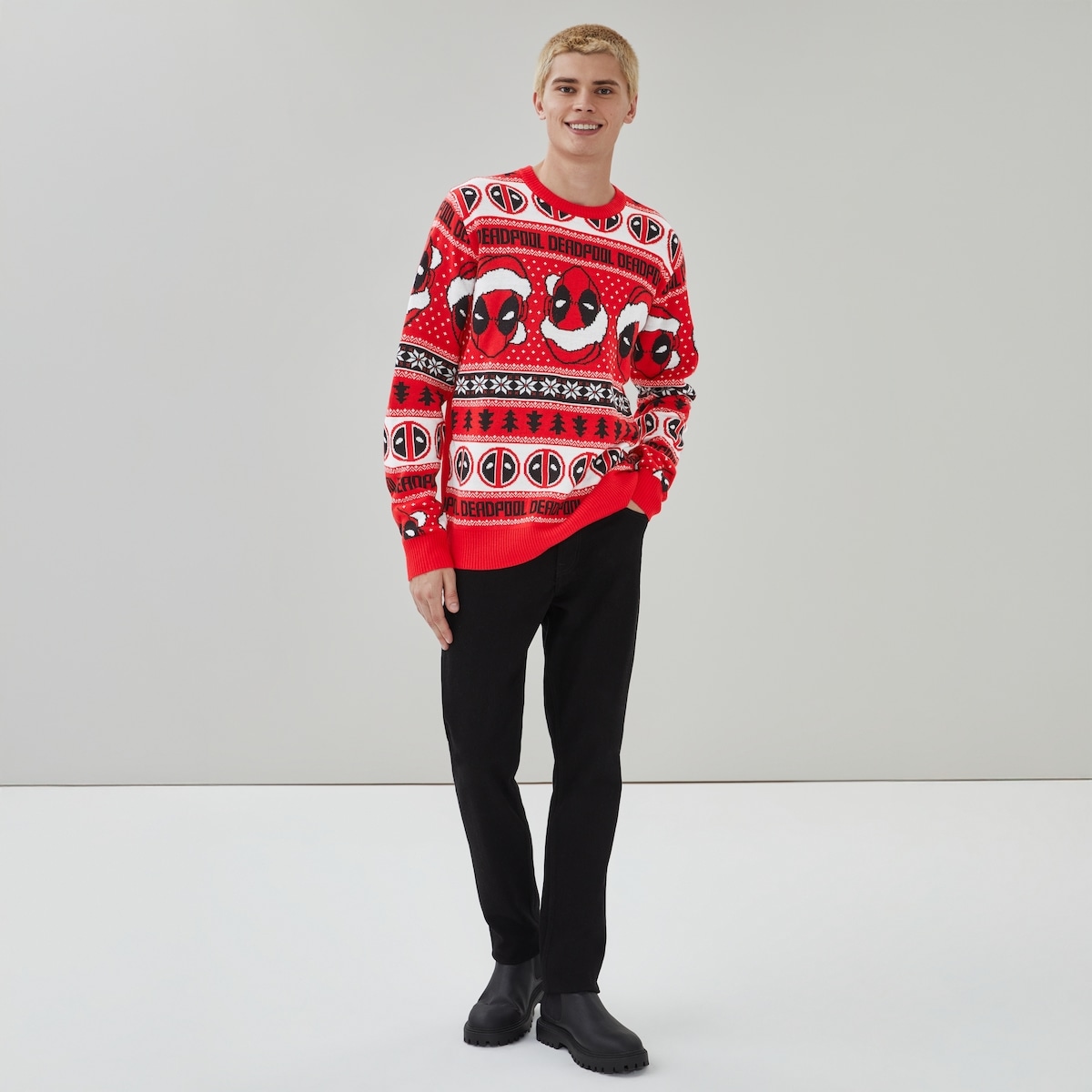 Chandail en tricot festif Deadpool pour hommes