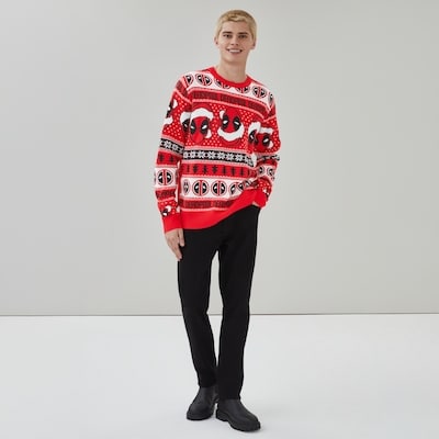 Men's Deadpool Festive Sweater - Red