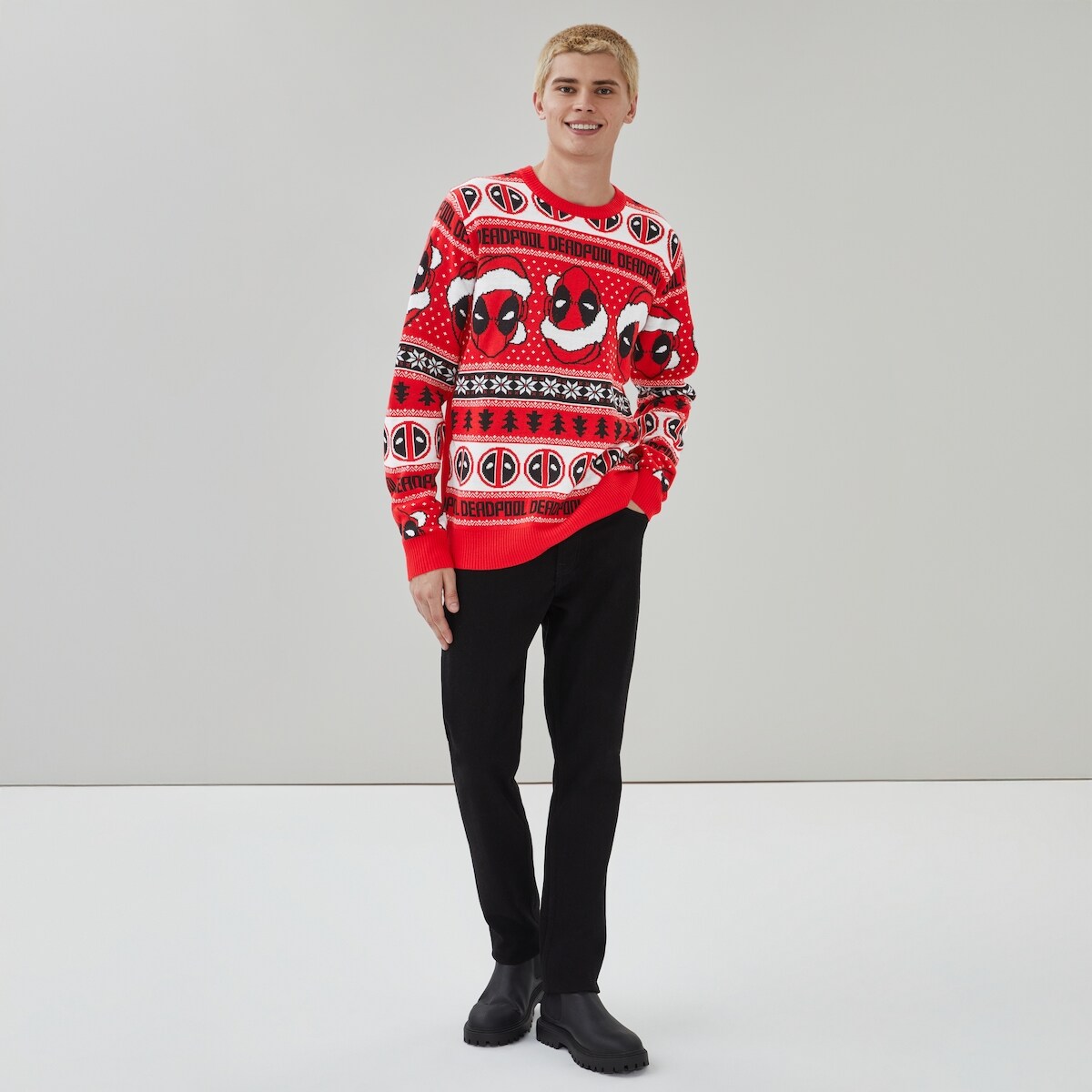 Men's Deadpool Festive Sweater - Red