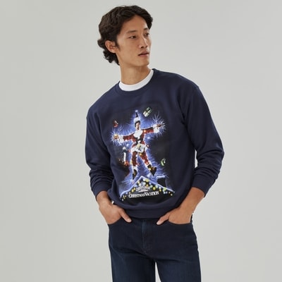 Chandail en molleton Le sapin a des boules, hommes - Marine foncé