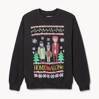 Chandail imprimé festif Home Alone pour hommes - Noir