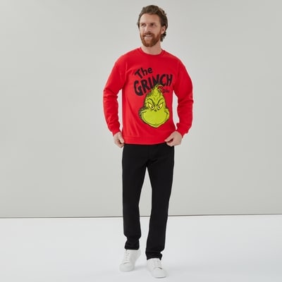 Men's Grinch Festive Graphic Sweatshirt - Red