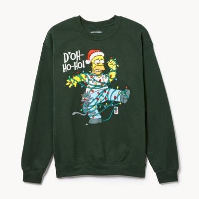 Chandail en molleton festif Homer des Simpsons - Vert Foncé