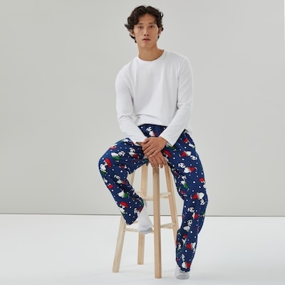 Pantalon de nuit festif Snoopy de Peanuts, hommes - Marine foncé