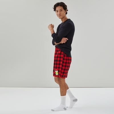 Short de nuit festif Grincheux pour hommes - Rouge
