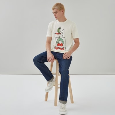T-shirt festif Snoopy de Peanuts pour hommes - Crème
