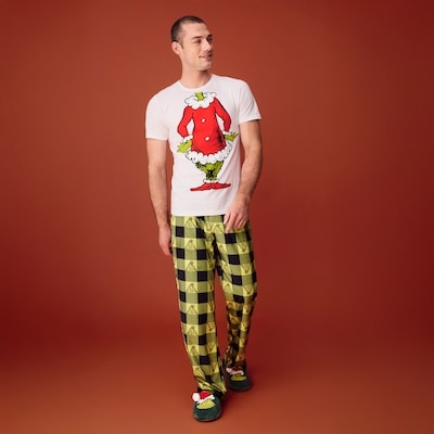 T-shirt imprimé festif Grincheux pour hommes - Blanc pur