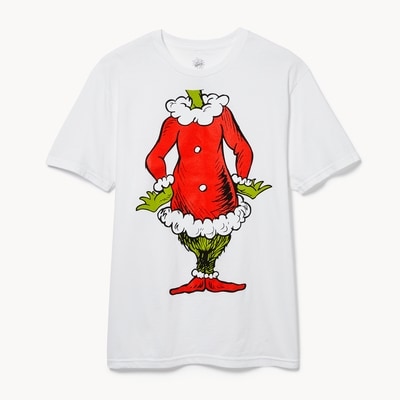 T-shirt imprimé festif Grincheux pour hommes - Blanc pur