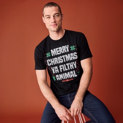 Men's Home Alone Festive Graphic T-Shirt - Black