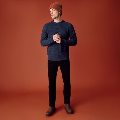 Men's Cable Knit Sweater - Navy Mix