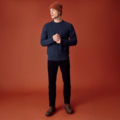 Men's Cable Knit Sweater - Navy Mix