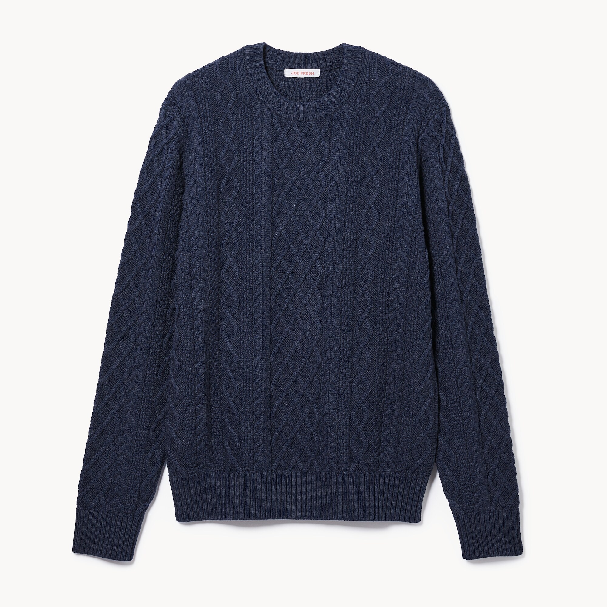 Men's Cable Knit Sweater in Navy Mix from Joe Fresh