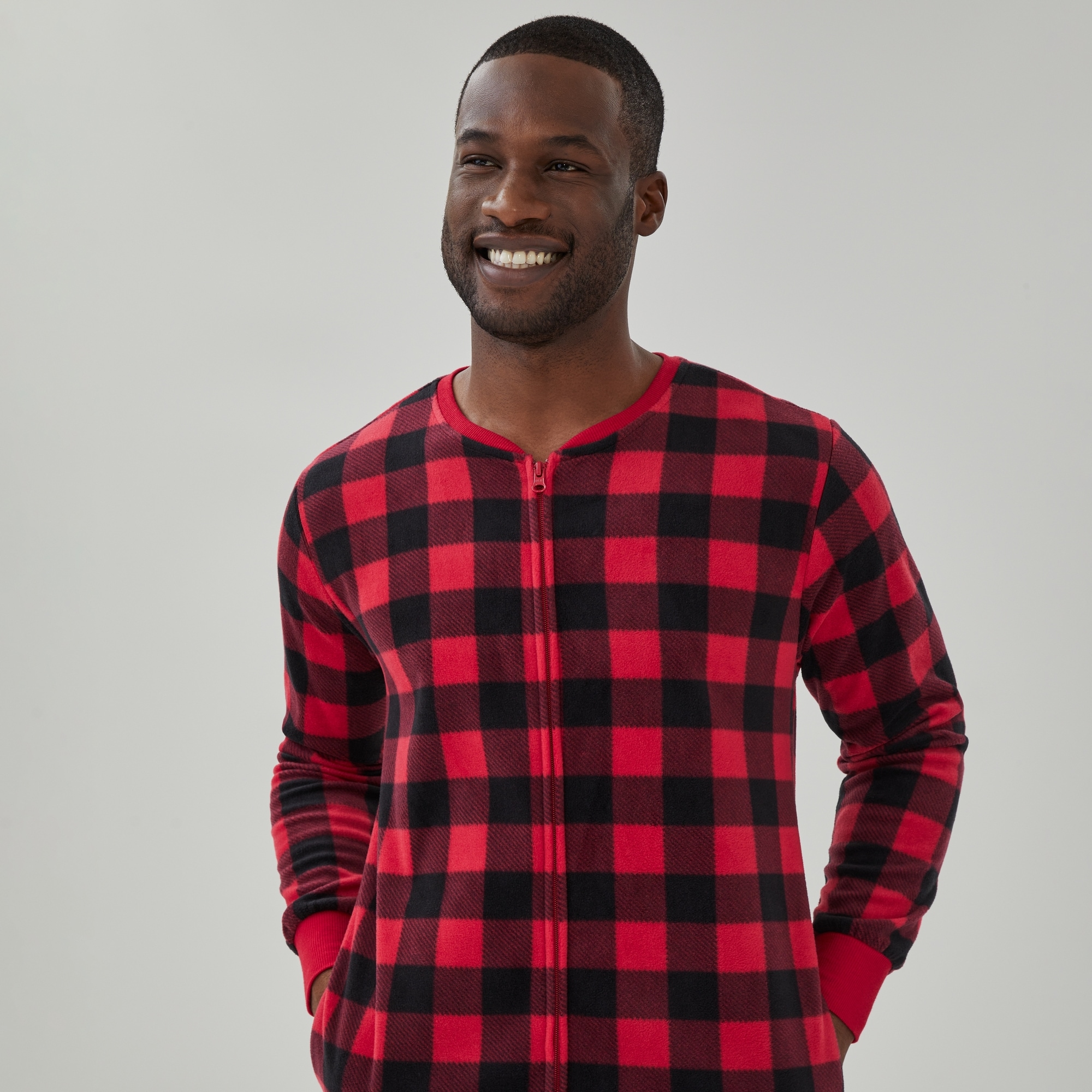 Adult Plaid Fleece Sleeper in Dark Red from Joe Fresh