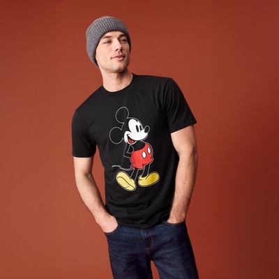 T-shirt imprimé Mickey Mouse de Disney, adultes - Noir