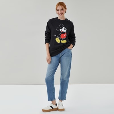 Chandail en molleton imprimé Mickey Mouse Disney - Noir