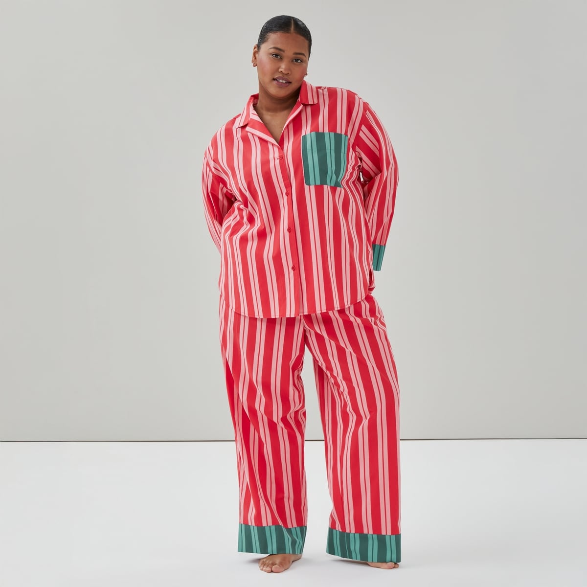 Women+ JF x Jessi Striped Sleep Set - Light Red