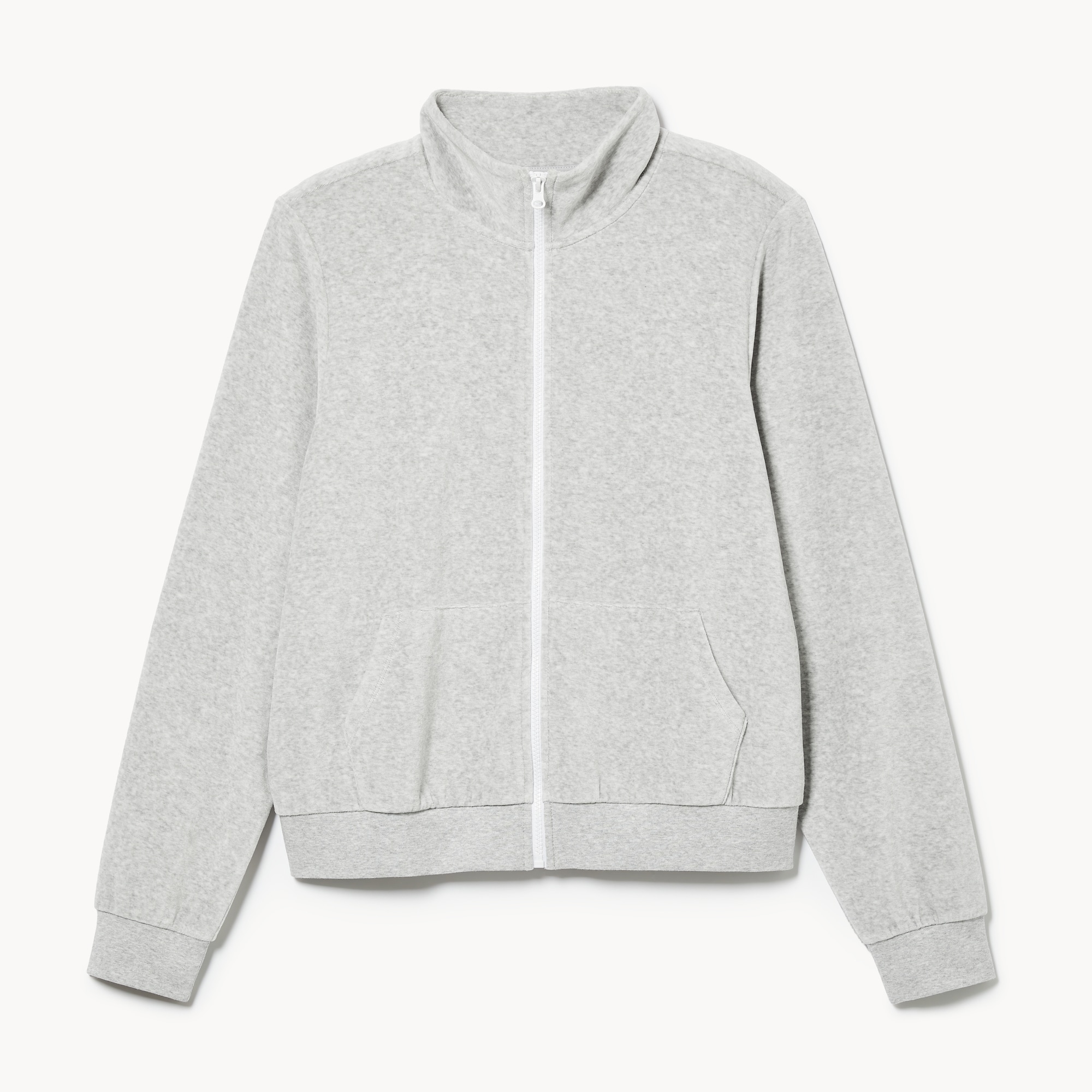 Women+ Active Velour Mock Neck Jacket in Grey Mix from Joe Fresh