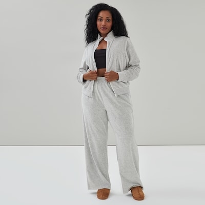 Veste sport à col montant en velours rasé Femmes+ - Mélange De Gris