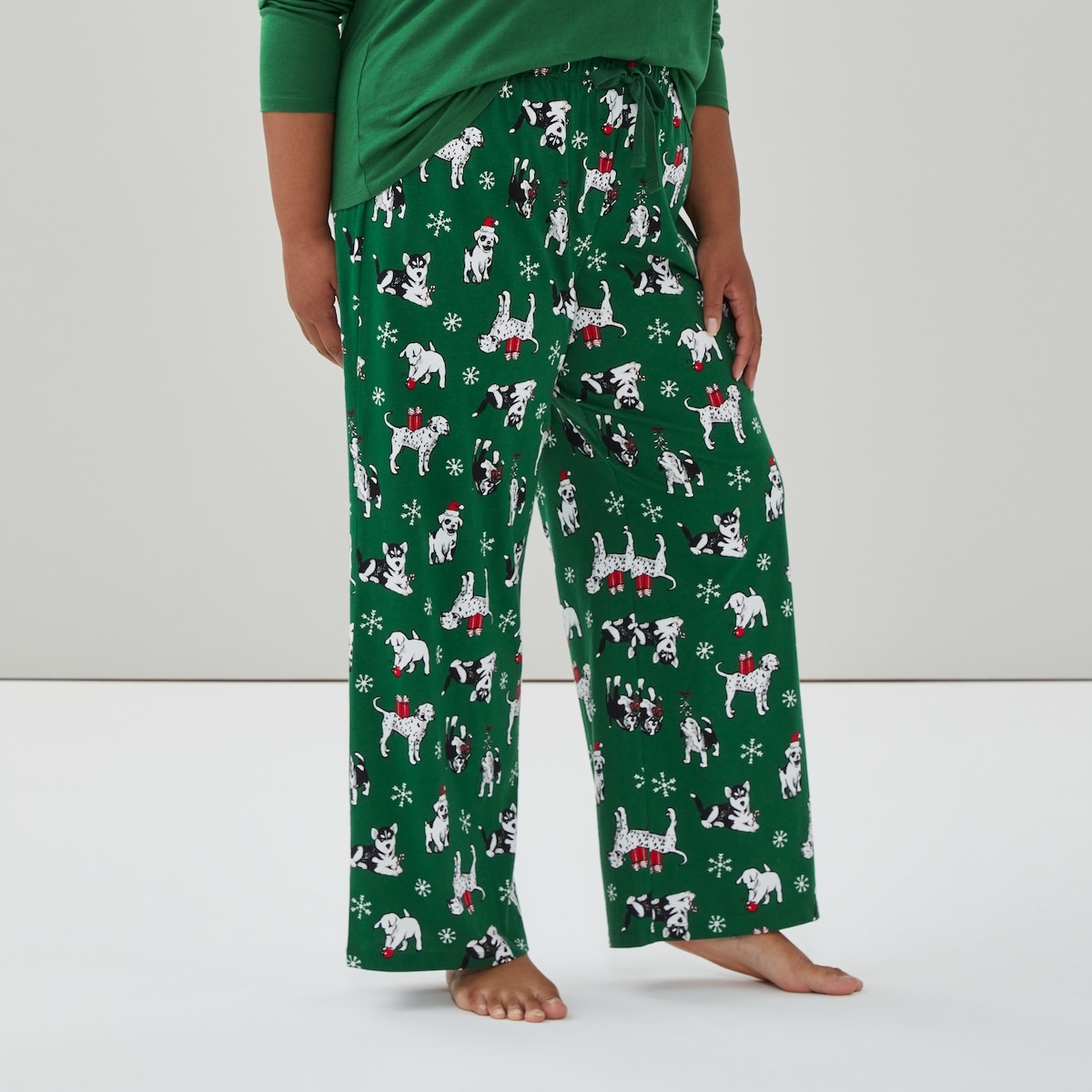 Women+ Printed Cotton Sleep Pant - Green