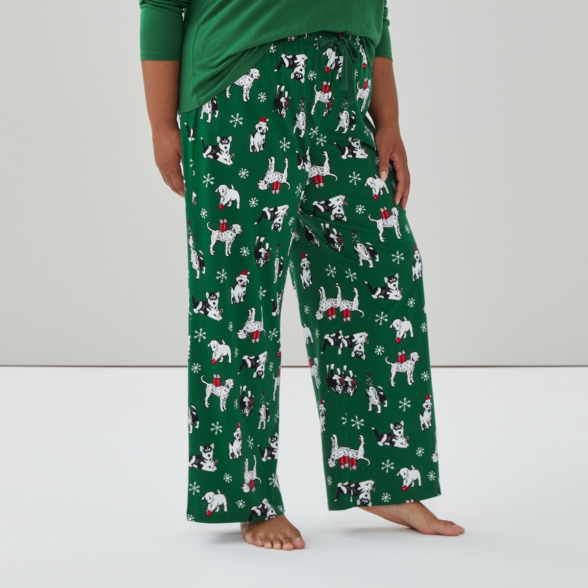 Pantalon de nuit imprim en coton Femmes+ - Vert
