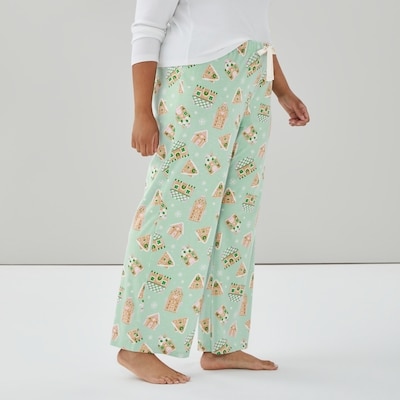 Pantalon de nuit imprimé en coton Femmes+ - PASTEL VERT