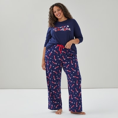 Women+ Printed Cotton Sleep Pant - Navy