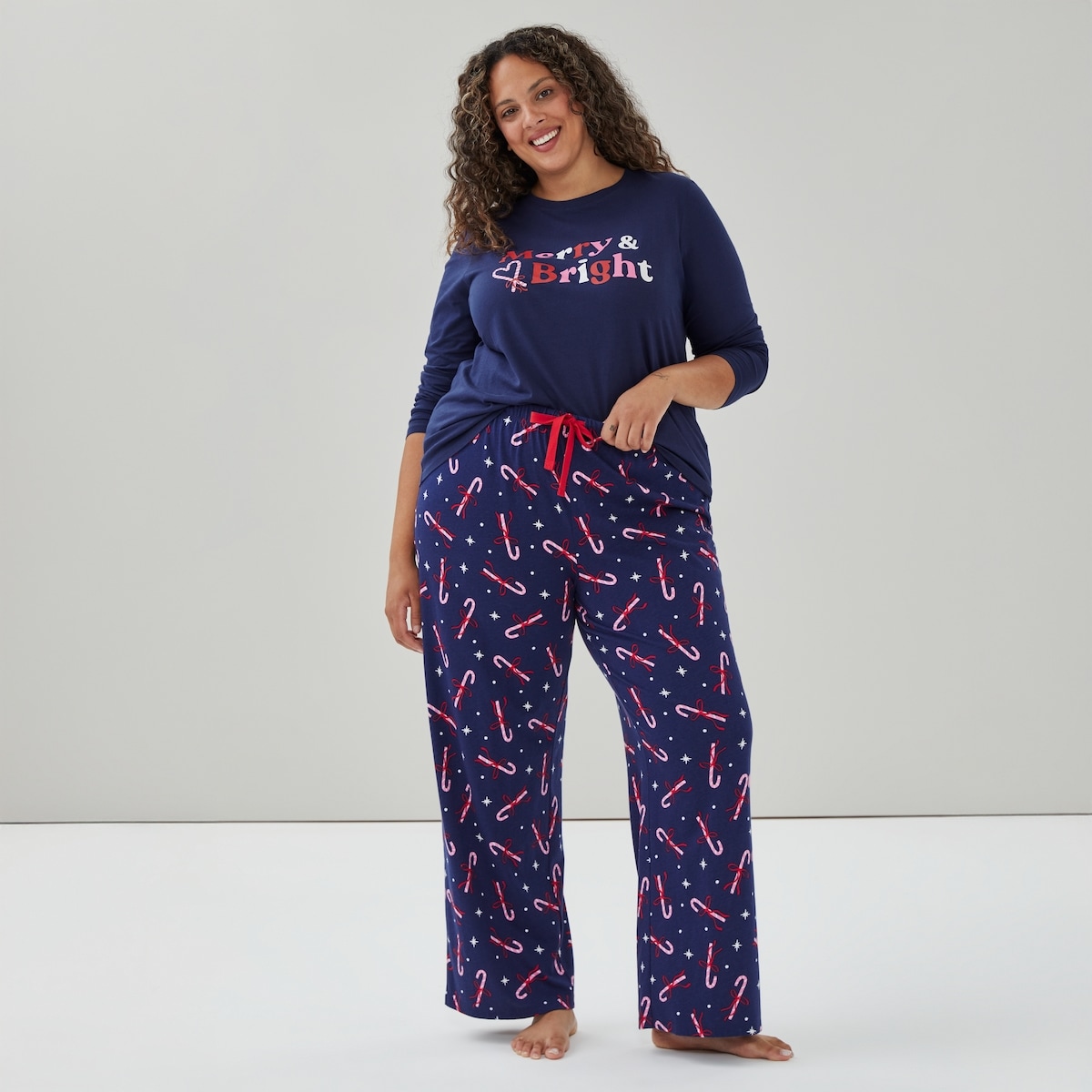 Women+ Printed Cotton Sleep Pant - Navy
