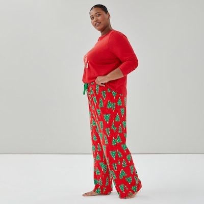 Pantalon de nuit imprimé en coton Femmes+ - Rouge