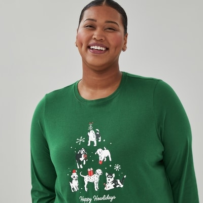 Women+ Graphic Long Sleeve Sleep Top - Green