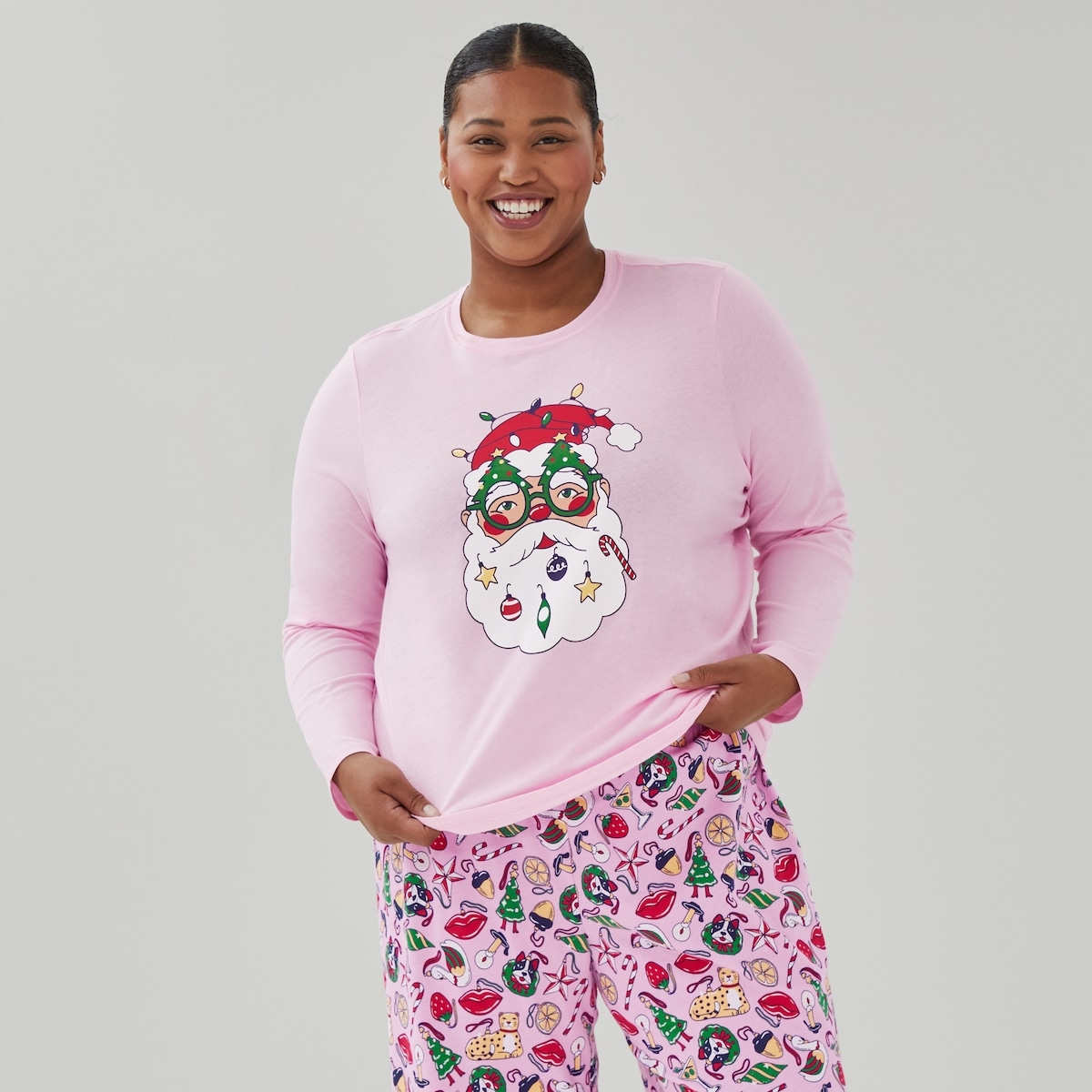 Women+ Graphic Long Sleeve Sleep Top - Light Pink