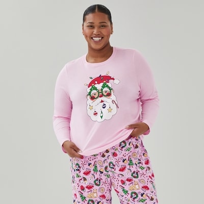 Women+ Graphic Long Sleeve Sleep Top - Light Pink