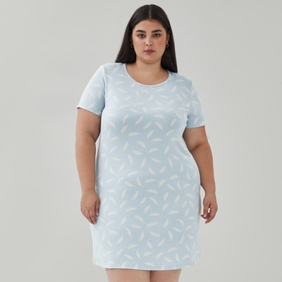 Chemise de nuit imprimée Femmes+ - Bleu pâle