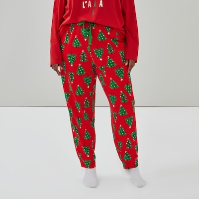 Pantalon de jogging de nuit imprimé coton Femmes+ - Rouge