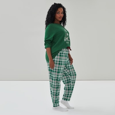Pantalon de jogging de nuit imprimé coton Femmes+ - Vert Foncé