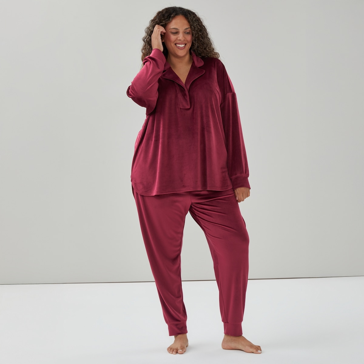 Women+ Velour Sleep Set - Burgundy
