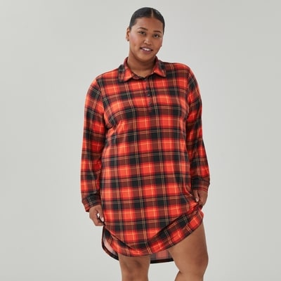 Women+ Festive Printed Lush Sleep Dress - Dark Red