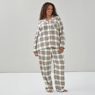 Women+ Flannel Sleep Set - Off White