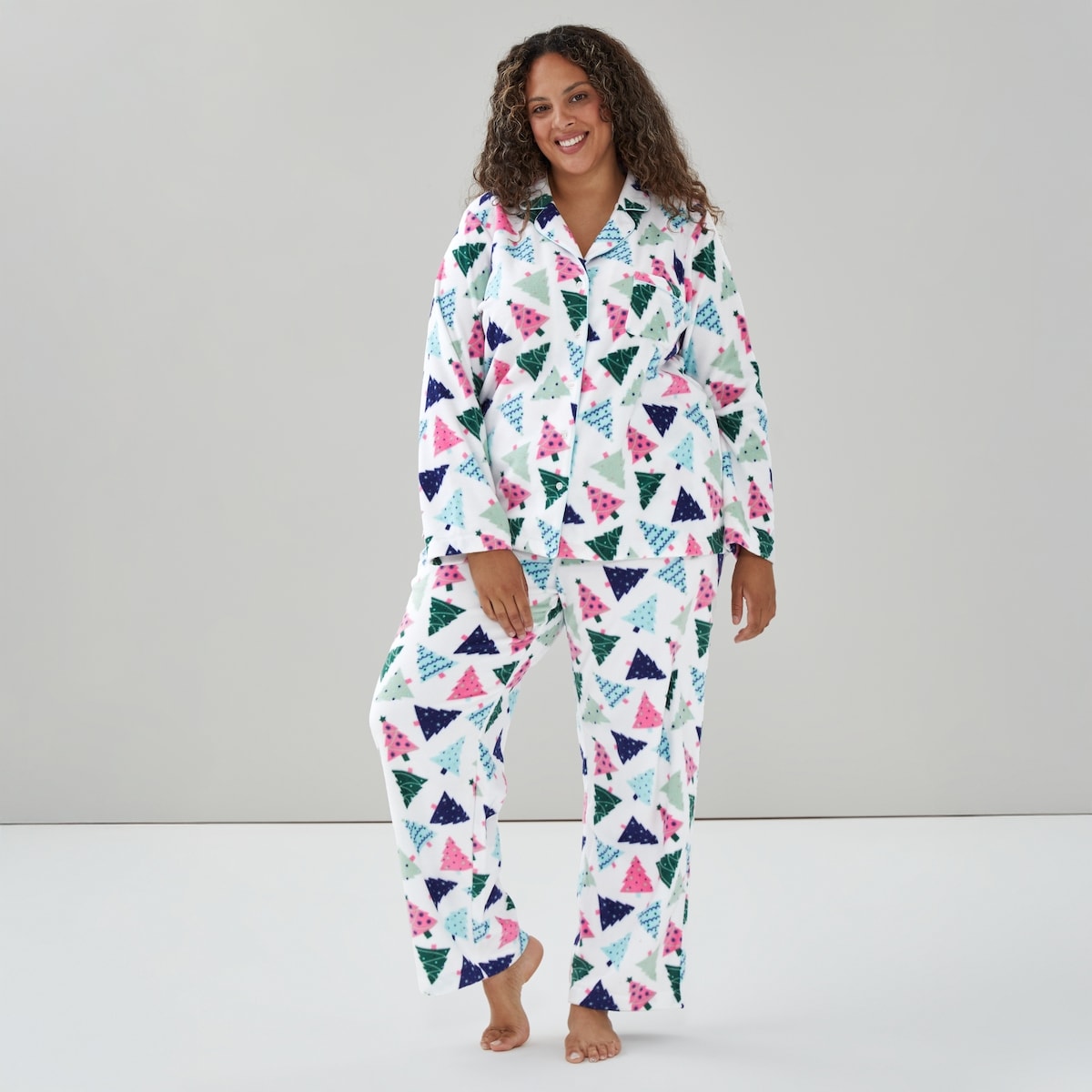 Women+ Festive Printed Sleep Set - White