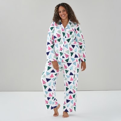 Women+ Festive Printed Sleep Set - White