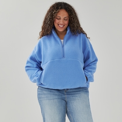 Women+ Active Half-Zip Cropped Sweatshirt - Bright Blue