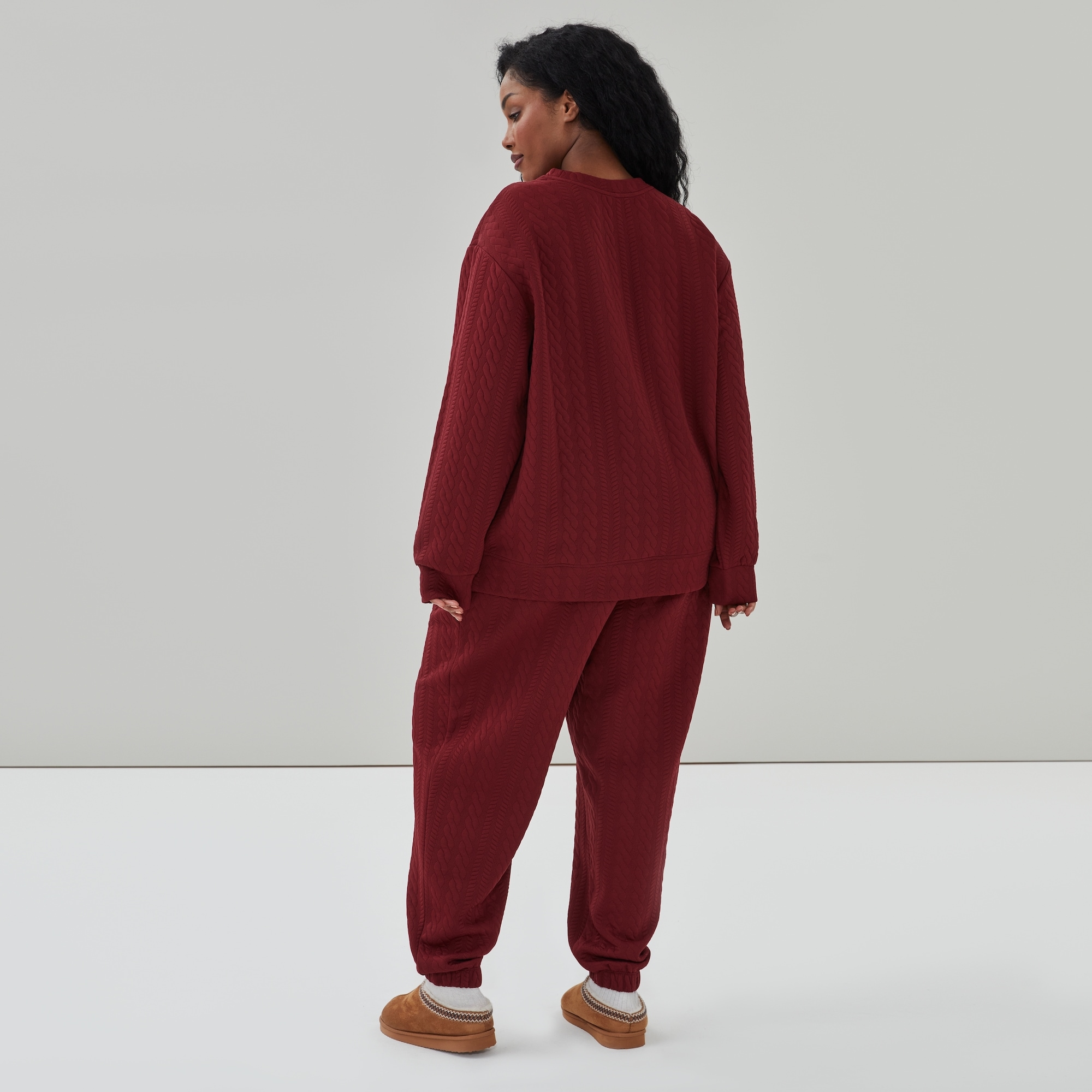 Women+ Active Quilted Sweatshirt in Burgundy from Joe Fresh