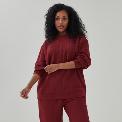 Chandail en molleton sport matelassé Femmes+ - Bourgogne